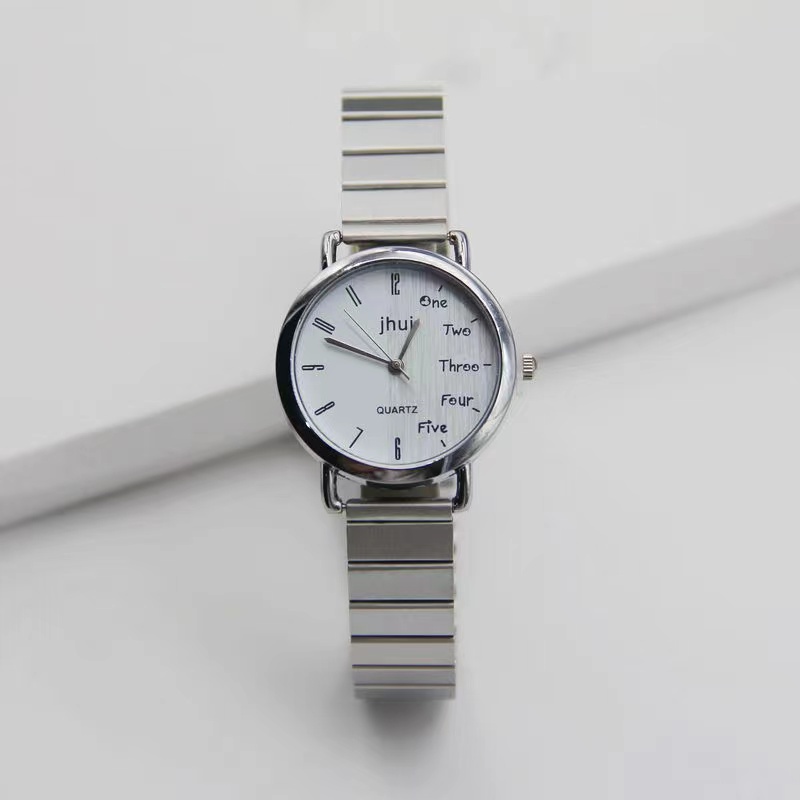 Jam Tangan Analog Jhui Wanita Dan Pria Casual Strap Rantai Magnet Silver / Jam Tangan Rantai Jhui-51-5 #4 InggrisKecil