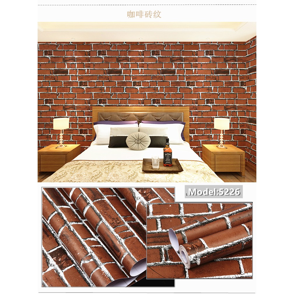 EVCHOME Wallpaper  Dinding  Bata Coklat  Wallsticker 