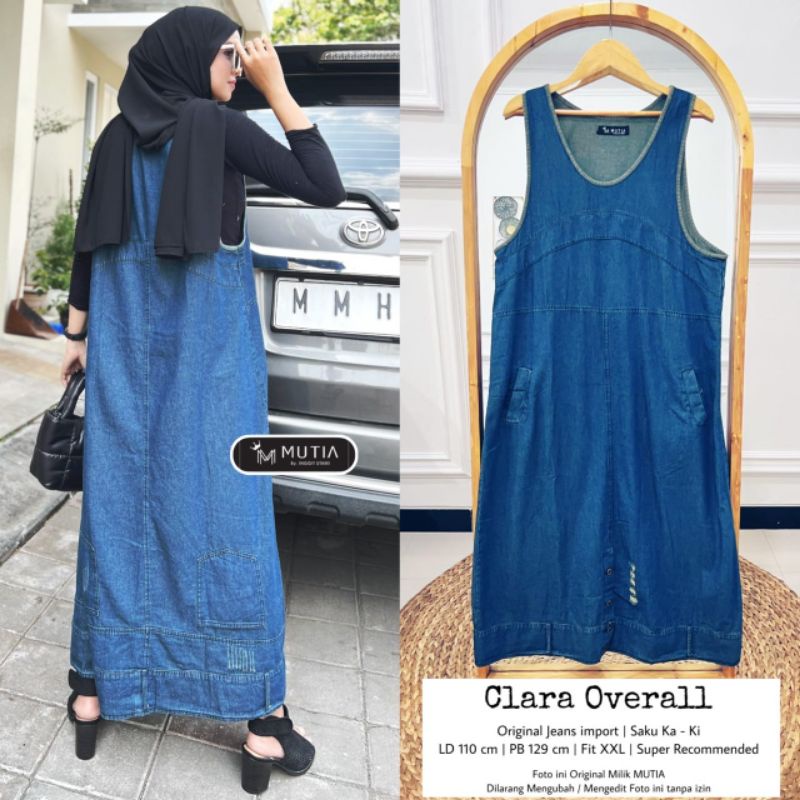 CLARA OVERALL BY MUTIA / OVERALL JEANS WANITA MUSLIMAH / Overall jeans premium