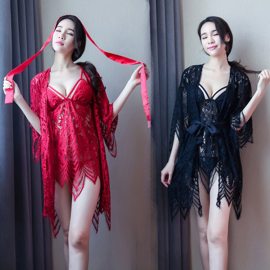 Longnight Hot sexy lingerie baju tidur+cd+bra merah baju tidur wanita sexy