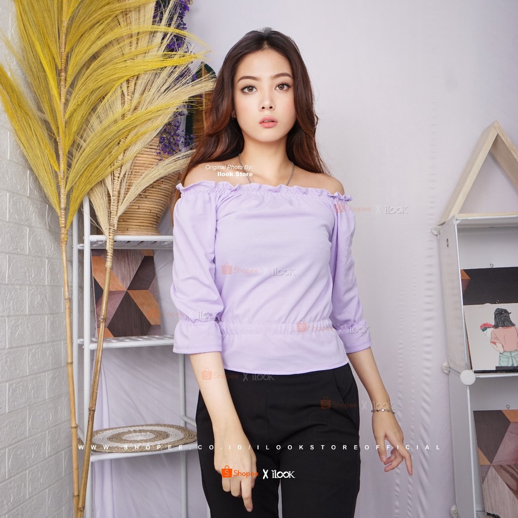 ilook | Mirabel Top Blouse | Blouse Wanita Bahan Creape Fit to L-MIRABEL - UNGU