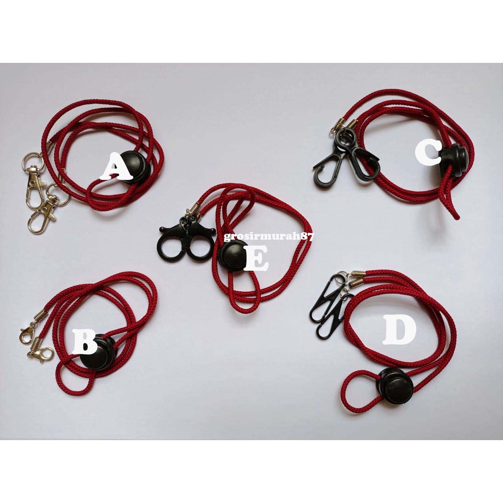 Tali masker dewasa lanyard kalung masker non elastis warna merah maroon ready stok cantolan kokot cantolan besi atau plastik