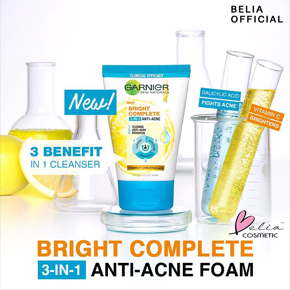 ❤ BELIA ❤ Garnier Bright Complete Anti Acne Series | Clear Up | Serum | Sachet | Face Wash | Masker Wajah | BPOM