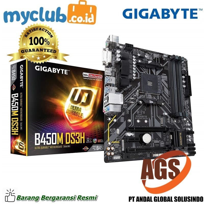 Gigabyte Motherboard AMD GA-B450M-DS3H (Micro ATX, Socket AM4, 4xDDR4)