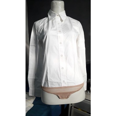 PL Hem atasan blus wanita putih polos kombinasi panty (Ld 90/Pjg 56) unik