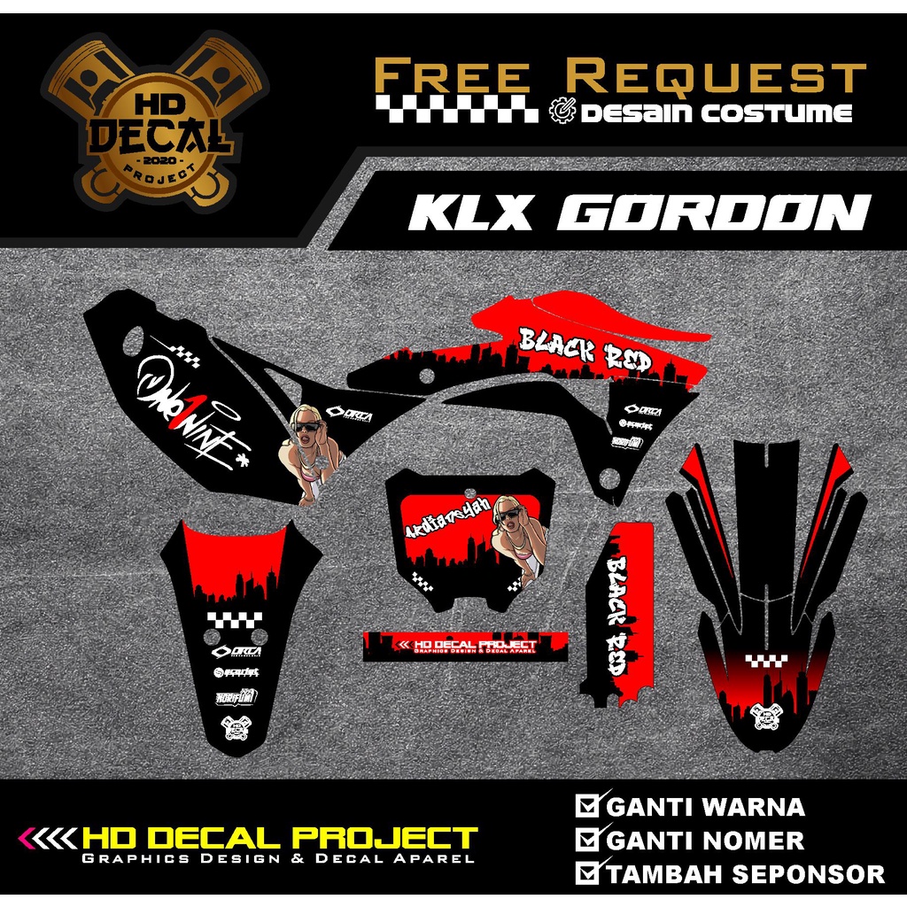 DECAL KLX GORDON MOTIF GTA SAN ANDRES DECAL KLX GORDON SUPERMOTO PREMIUM GLOSY