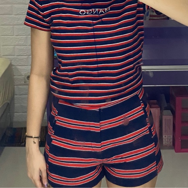 Stradivarius pants celana pendek stripe lucu top