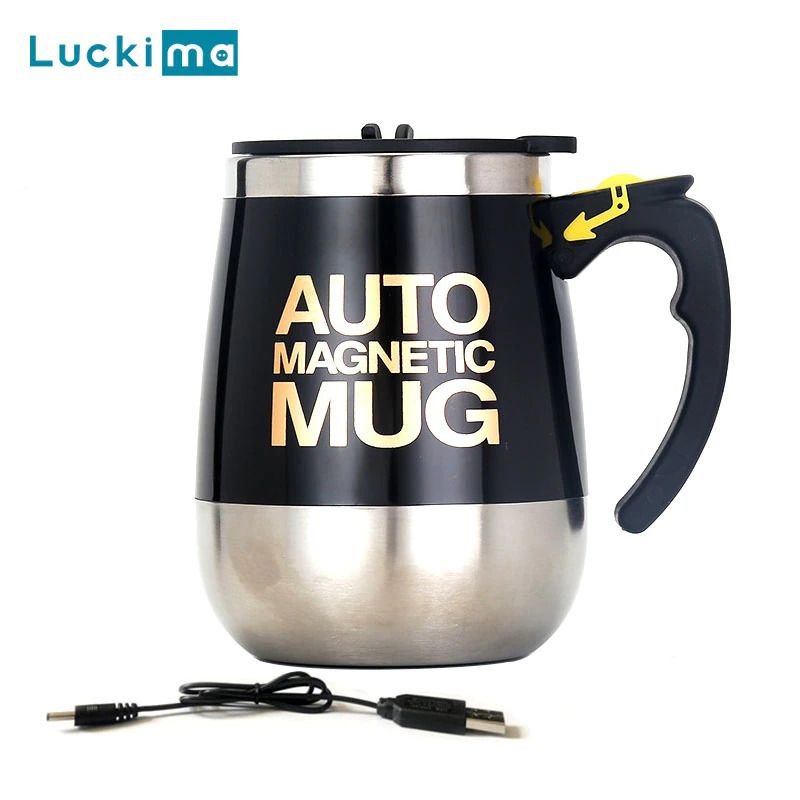 Gelas Cangkir Kopi Teh Tutup Unik Dengan Pengaduk Aduk Minuman Otomatis Self Stirring Cup Mug Automatic Mixing Magnetic Steering-Rechargeable 400ml