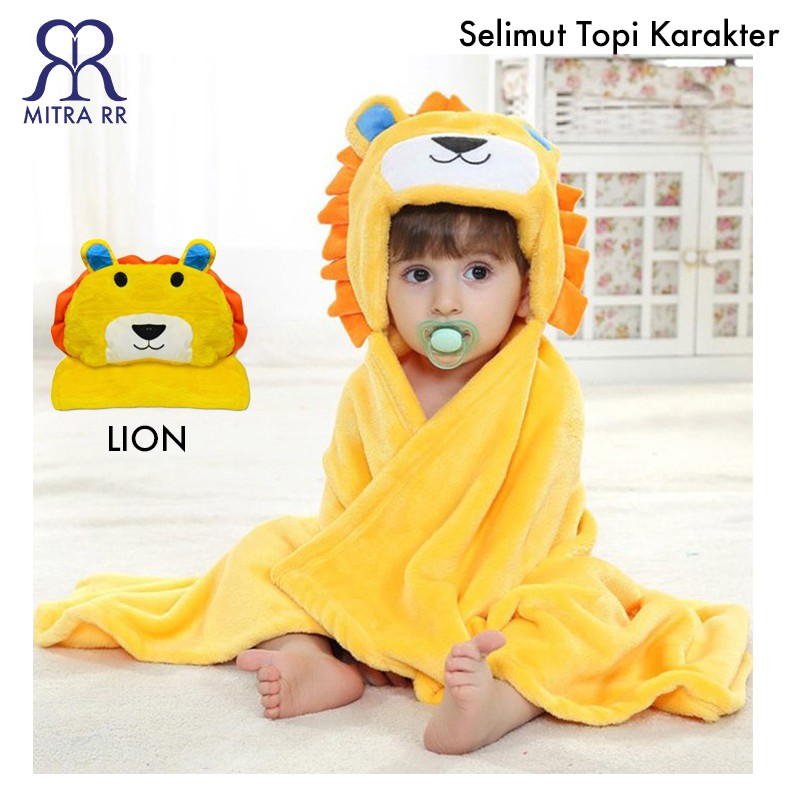 MitraRR Selimut Topi Bayi Karakter / Selimut Topi Bayi Boneka Fleece Carter Hooded Blanket