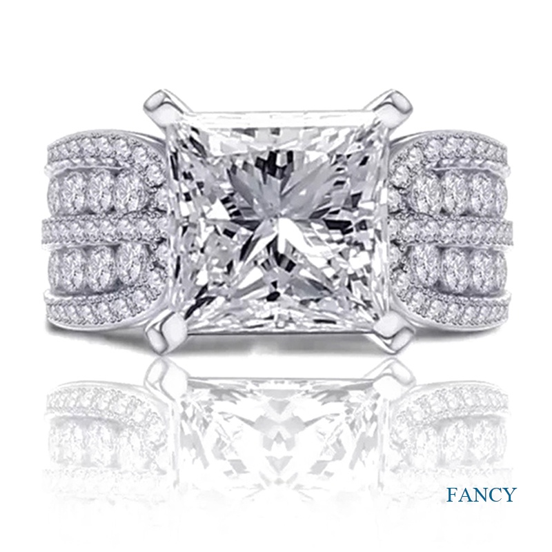 Cincin Wanita Hias Cubic Zirconia Bentuk Persegi Gaya Mewah Untuk Pernikahan / Pesta / Pengantin