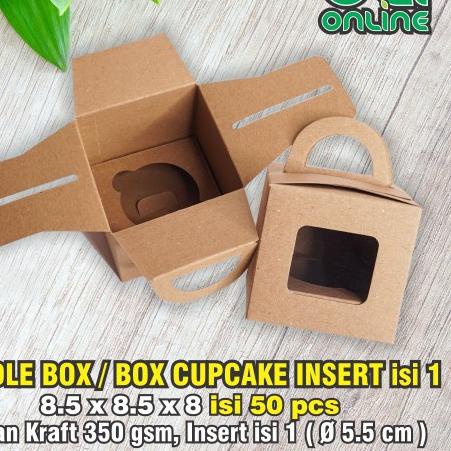 

✥ Handle Box 8.5x8.5x8 isi 50pcs / Cupcake Box / Dus Jinjing / Kotak Jinjing / Isi 1 ○