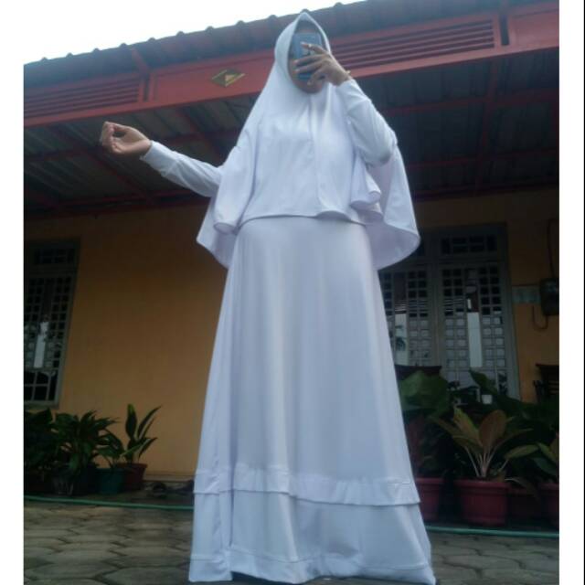 Set Gamis Jersey Putih
