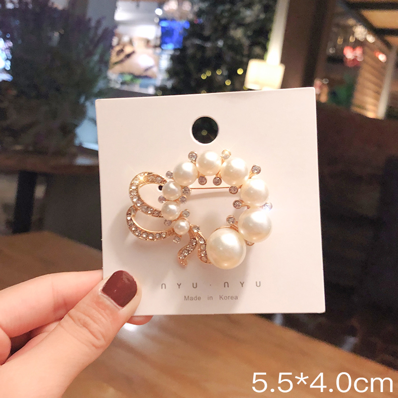 Pink Empress Lucu Korea Mutiara Bros Kepribadian Wanita High-end Korsase Pakaian Tetap Pin Aksesoris Hadiah-09#