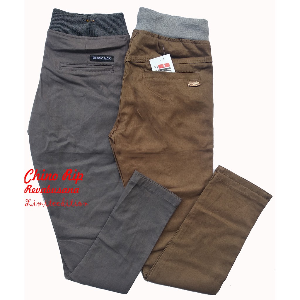 Celana Panjang Model Chino RIP Cowok Dewasa Karet Pinggang Kolor Chinos Katun American Dril