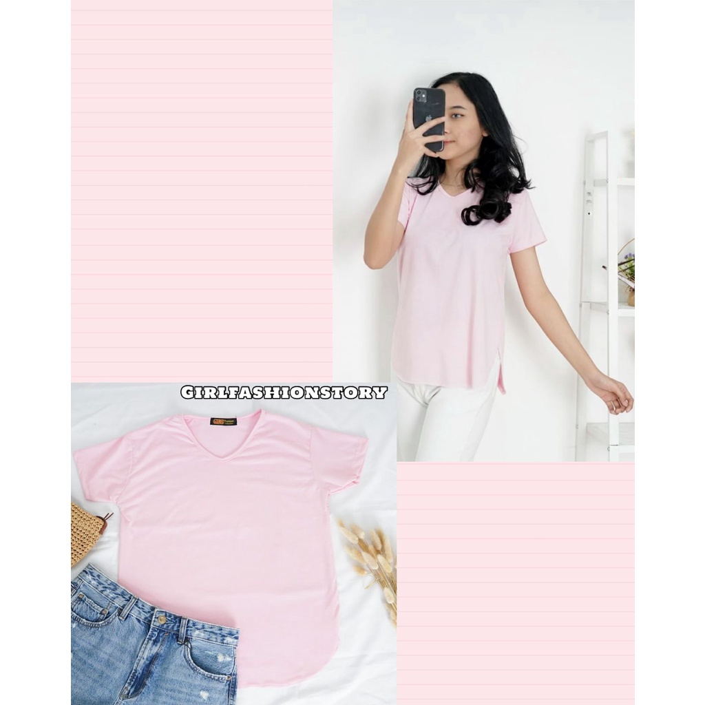 BEFAST - ZEC OOTD Wanita Kaos SHIRLEY / GQ 753 Soft Spandek / Pakaian Kaos Lengan pendek / Atasan Kaos Polos / Baju Casual Wanita / Fashion Santai Remaja Wanita / Keluaran Terbaru / Terlaris / Termurah / Kaos Best Seller