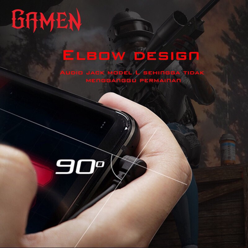 GAMEN GE200 Dual Microphone Virtual Stereo Surround Sound In-ear Gaming Headset Black Red-Garansi