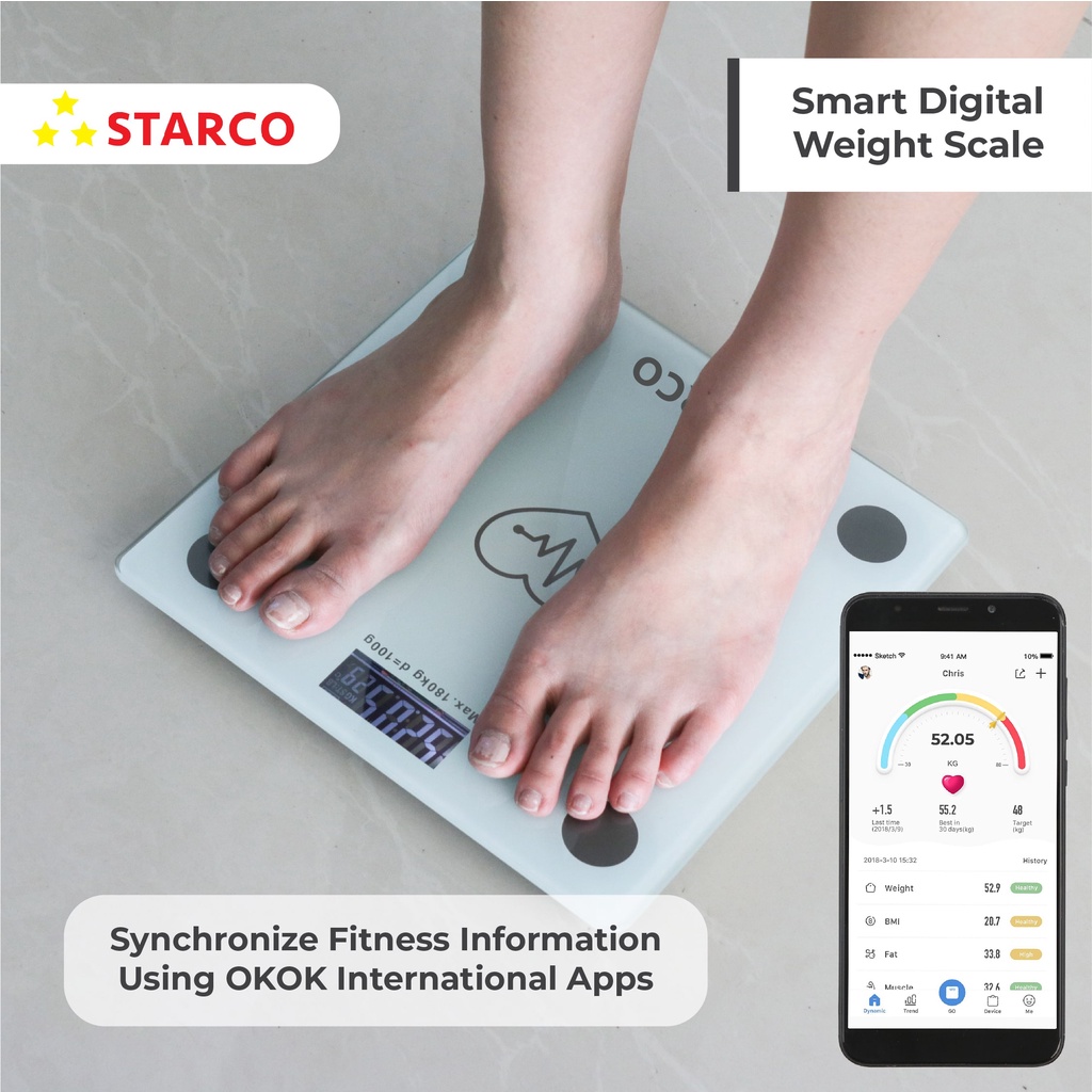 starco smart body fat scale timbangan badan digital bluetooth bmi