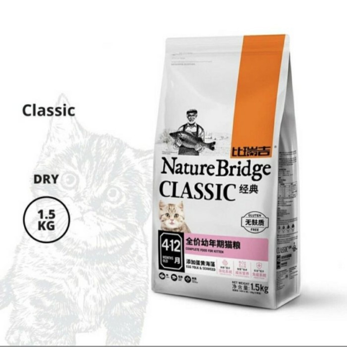 Nature Bridge Classic Kitten 1,5kg 4-12 Bulan makanan kucing nature bridge