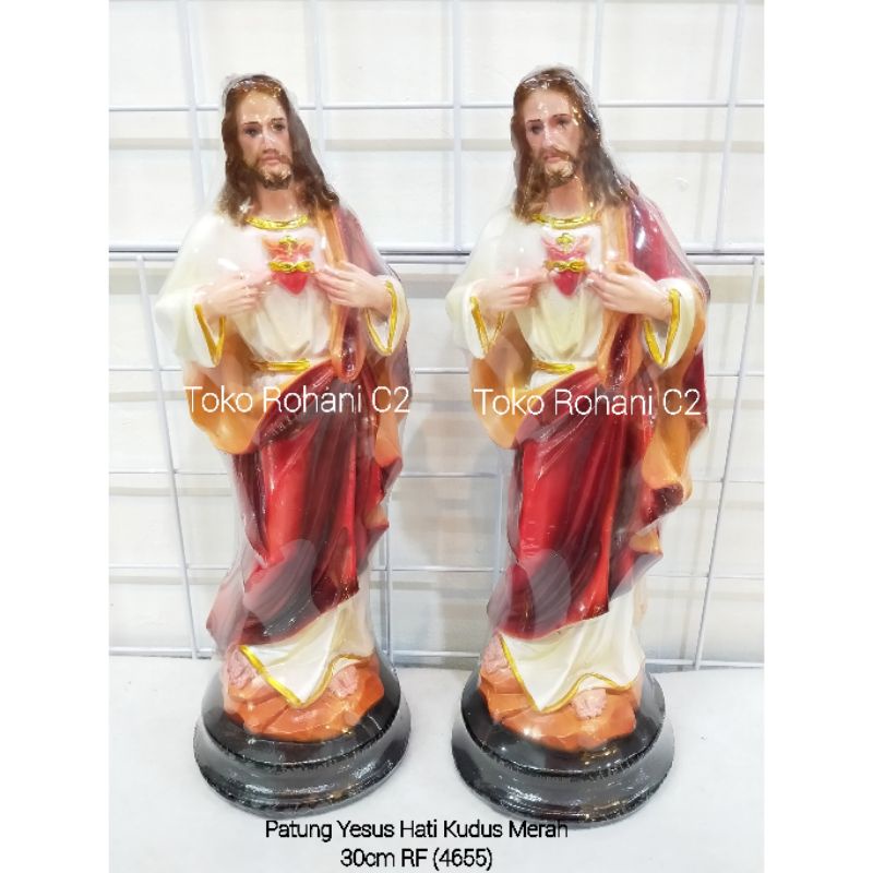 Patung Yesus Hati Kudus 30cm Merah RF (4655) - Patung Yesus - Patung