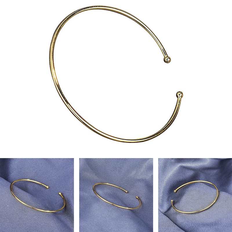 Gelang Model Terbuka Bahan Metal Warna Emas Gaya Minimalis Untuk Wanita