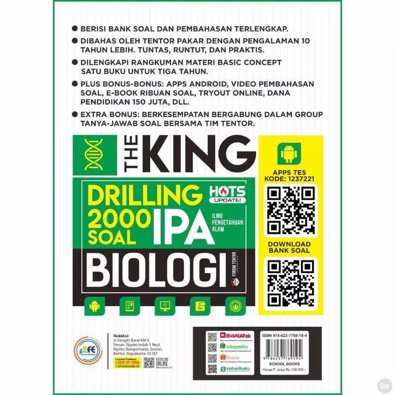 Buku Soal IPA SMP The King Drilling 2000 Soal Fisika, Biologi SMP-2