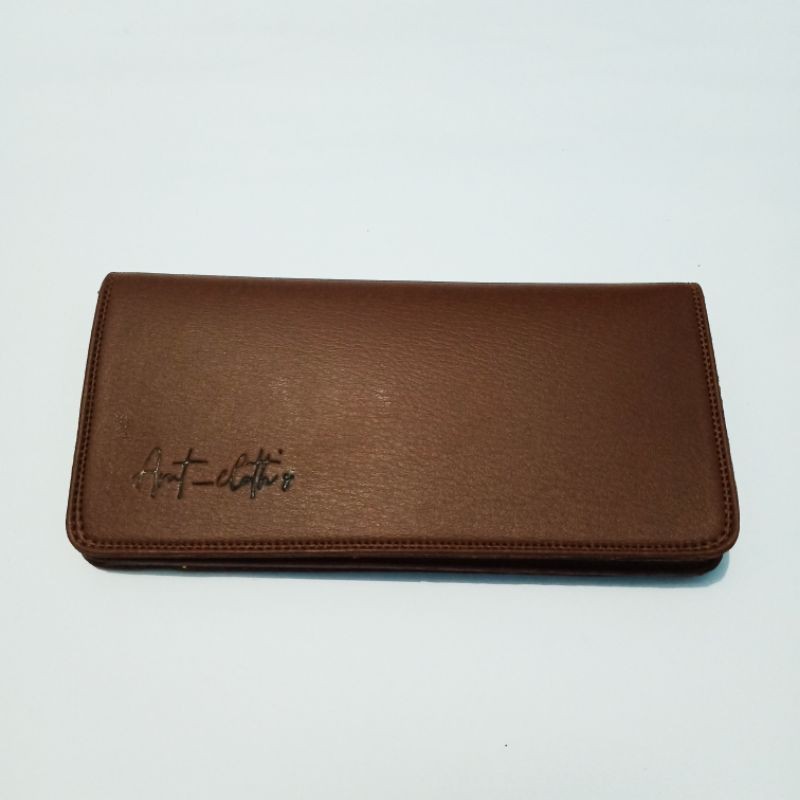 dompet pria semi kulit panjang polos coklat tua AMT02