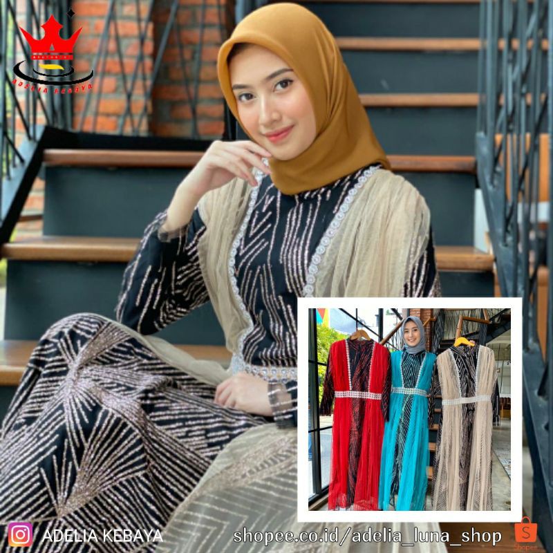 PB&gt; BAJU GAMIS KAREENA KAPOOR / BAJU GAMIS MODERN SUGAR KENDY KOBINASI CERUTY / OUTFIT GAMIS MODERN