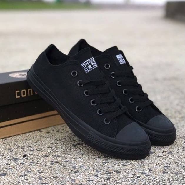 SEPATU SEKOLAH PRIA WANITA CONVERS1995 ALL STAR PENDEK FULL HITAM POLOS IMPORT SEPATU SEKOLAH