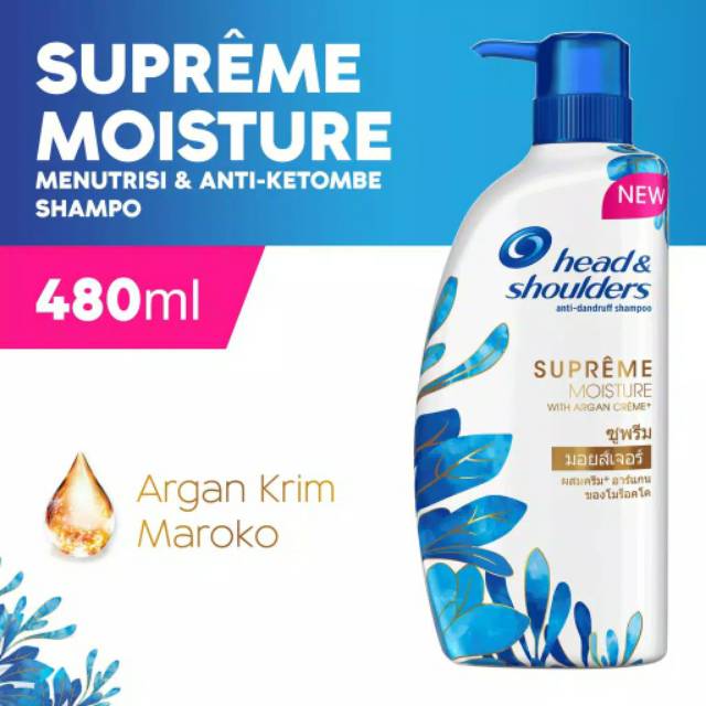 Jual Head And shoulders Supreme Moisture 480ml Shampoo Anti Ketombe