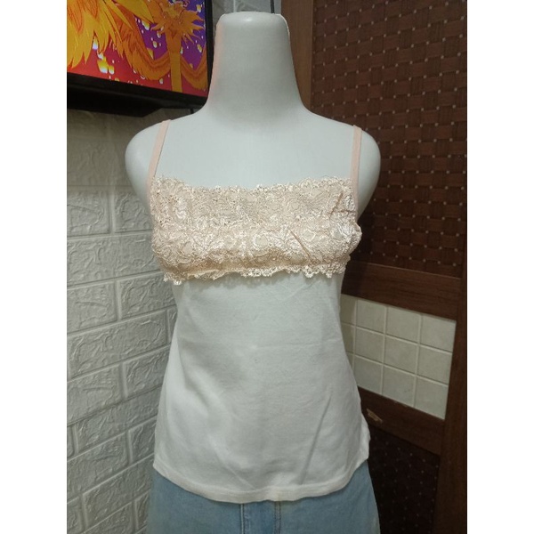 A-003 TANKTOP BW MIX PEACH LACE