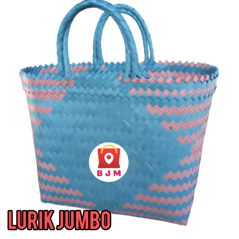 Tas Anyaman Plastik Lurik Jumbo / Tas Anyaman Belanja Pasar  Jumbo