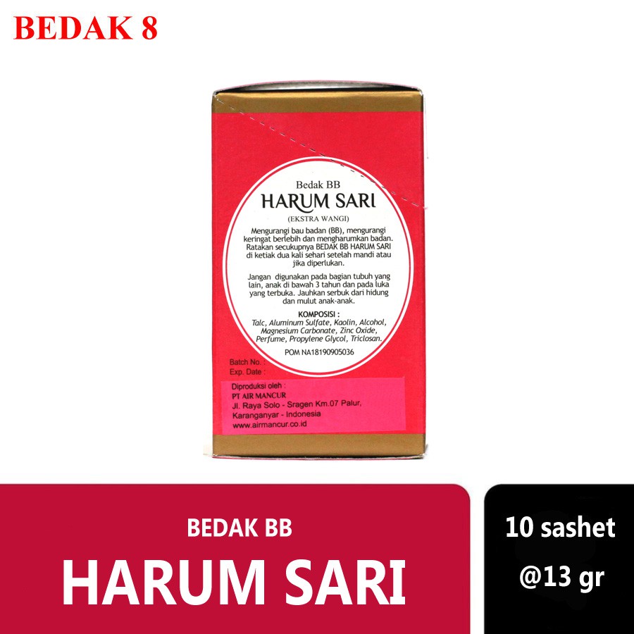 Bedak BB Harum Sari 1 pak = 10 sashet