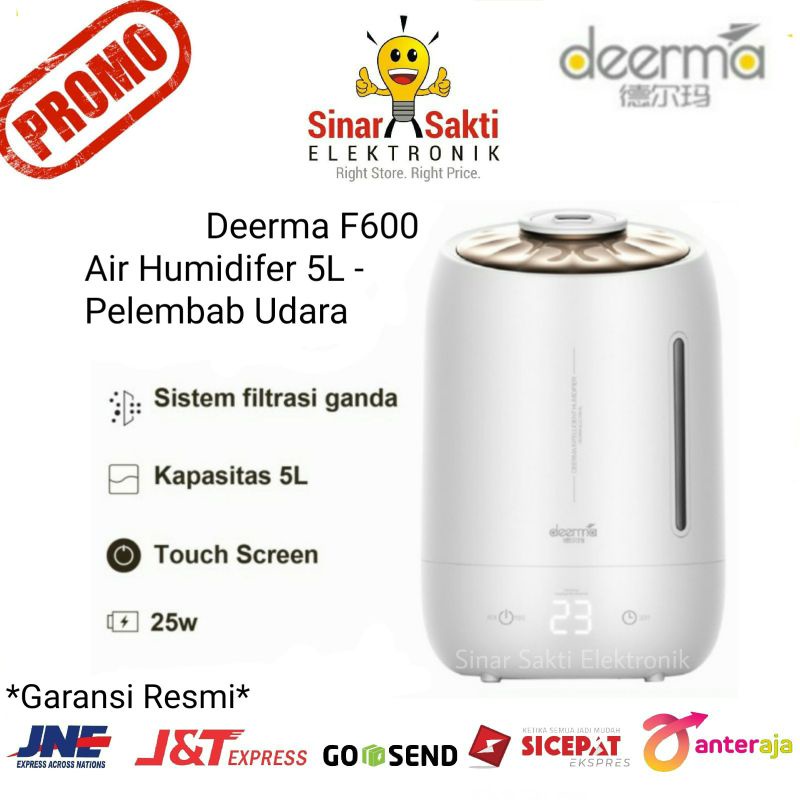 Deerma F600 Air Humidifer 5L Pelembab Udara Touch Control Screen Timer Ultrasonic Difusser F 600 Murah Garansi Resmi Malang