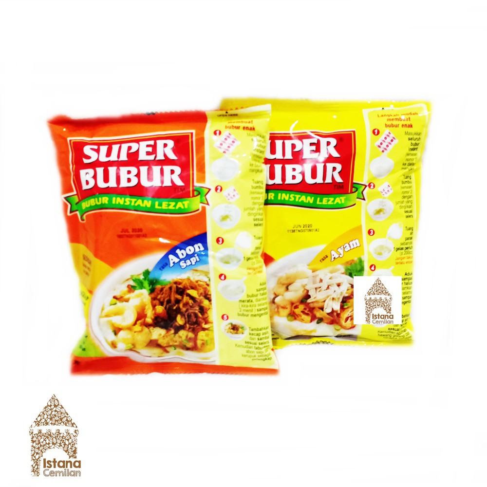 Super Bubur Instan Rasa Ayam / Abon Sapi / Kuah Kari / Soto Makanan Sahur 45 Gram