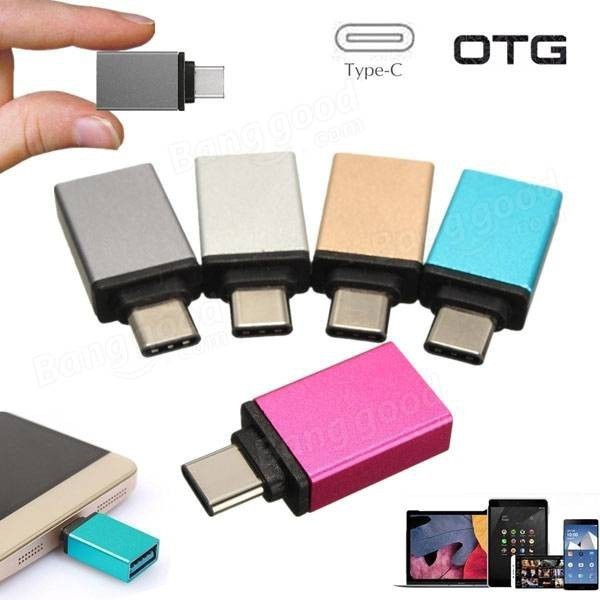 OTG Type C Converter USB Port to Type C Body Metal Besi Plug Connector - Random