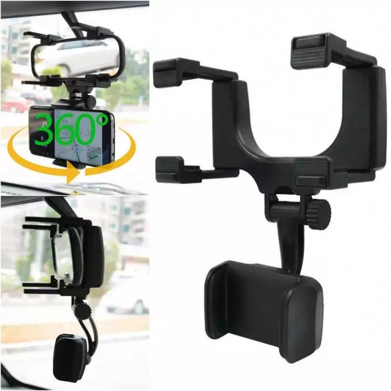 [RO ACC]  HOLDER HP GPS DI KACA SPION MOBIL ADJUSTABLE 360° TEMPAT HP DI MOBIL