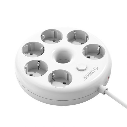 Stop Kontak Listrik orico 6 Slot 2500w 10a on off sni 1.5m cable odr-6a-10a-id - Power Strip Round