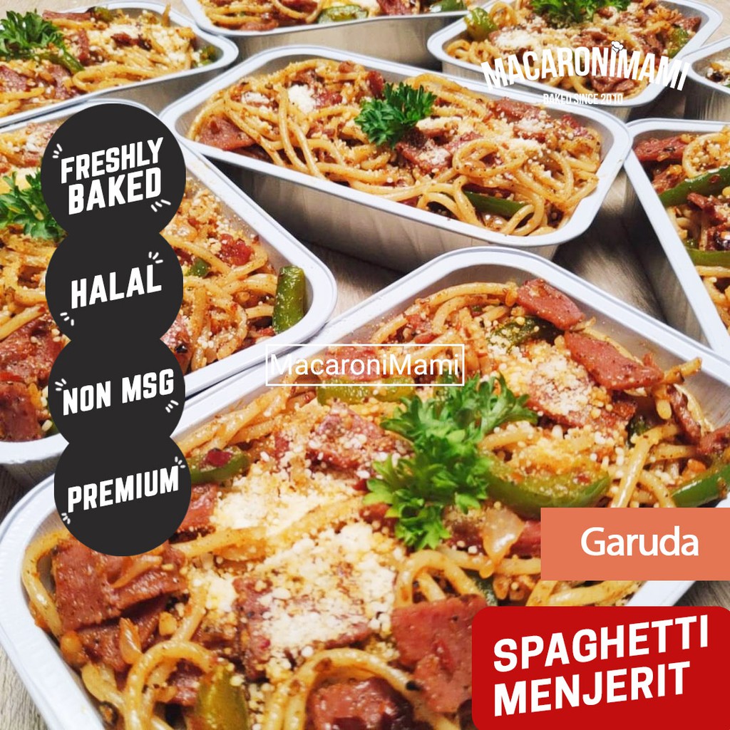 

SPAGHETTI MENJERIT ala MacaroniMami size Garuda Min Order 2 Pax HALAL