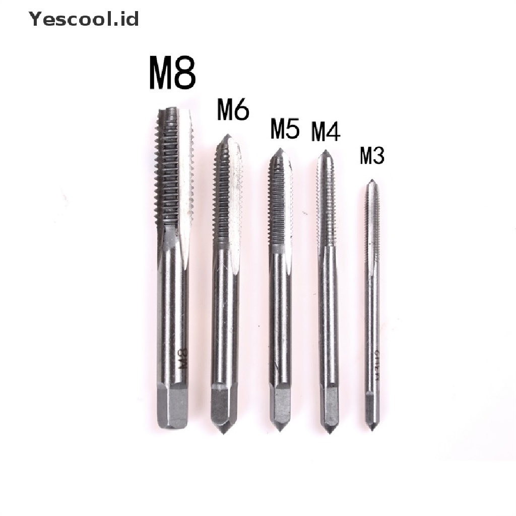 5pcs / set Flute Tapping Tangan Lurus M3 M4 M5 M6 M8 3mm - 8mm