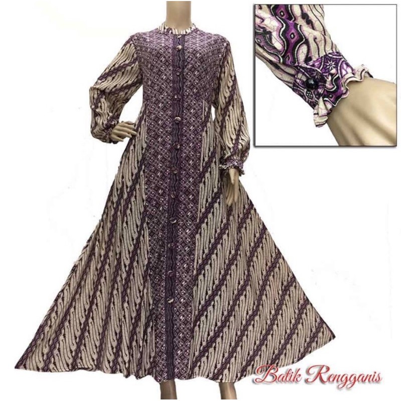 Gamis Daily Batik Sutra Motif Parang Model Payung
