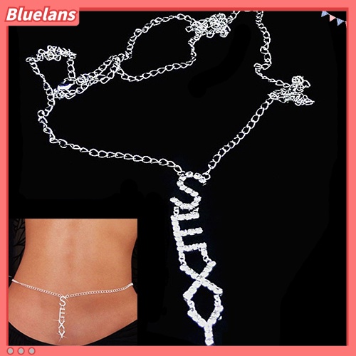 Bluelans Women Sexy Rhinestone Butterfly Dance Body Belly Waist Chain Fashion Jewelry