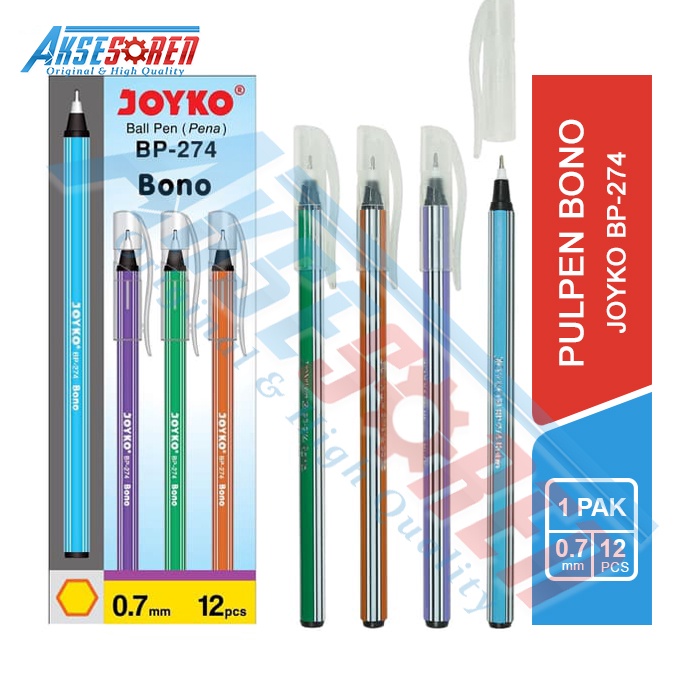 

Pulpen Bono Joyko [BP-274/12 pcs] / Ballpoint Pena Pen [0.7 mm/1 Pack]