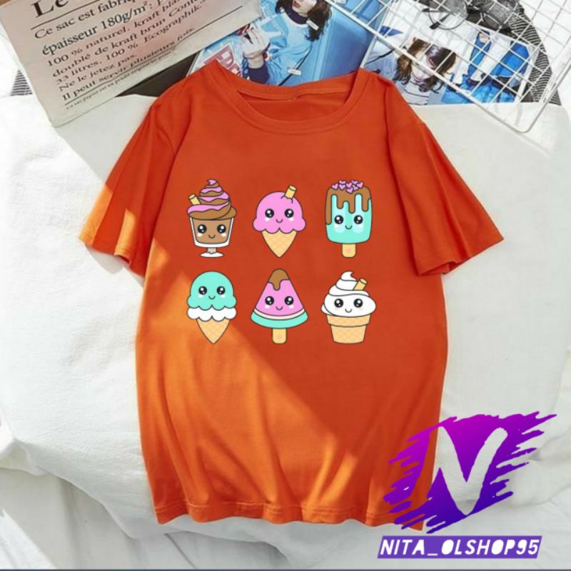 kaos ice cream baju kaos anak ice cream animasi kartun