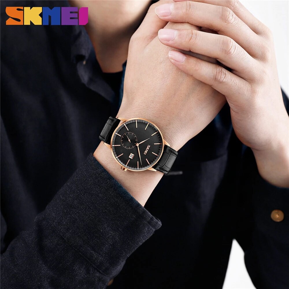 SKMEI 9273 Jam Tangan Pria Analog Chronograph Tali PU Leather WATCHKITE WKOS