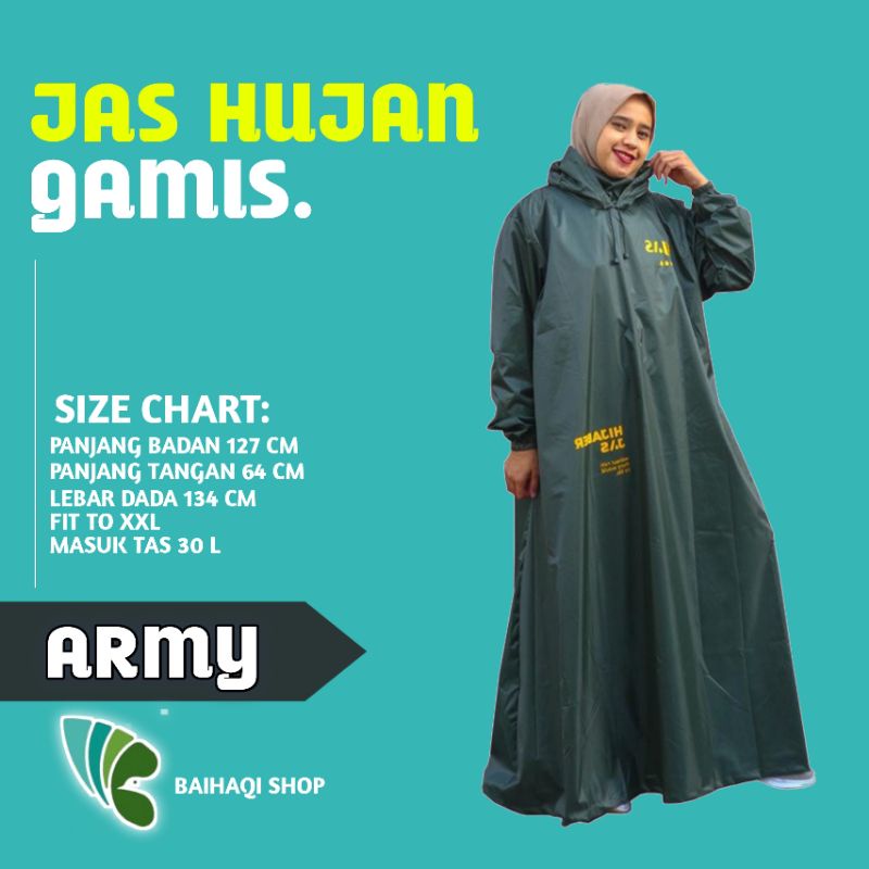 Jas Hujan Gamis/Jas Hujan Wanita Muslimah Hijab – Hijas