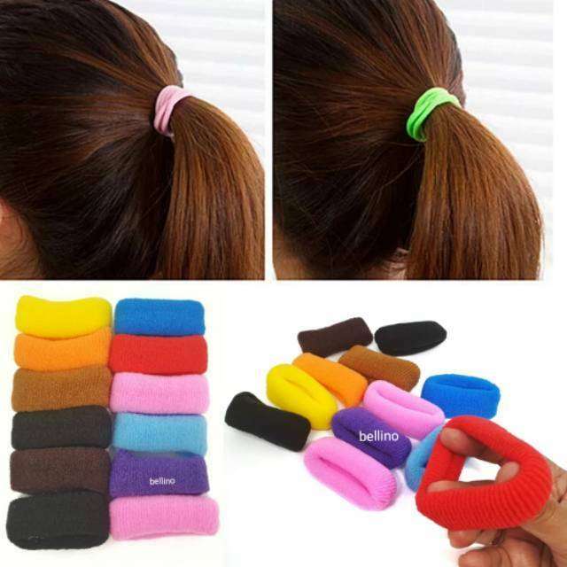 Ikat Rambut Donat Gelang Polos Jumbo Panjang 6cm / Kunciran Rambut Murah Warna Warni / Iketan Rambut