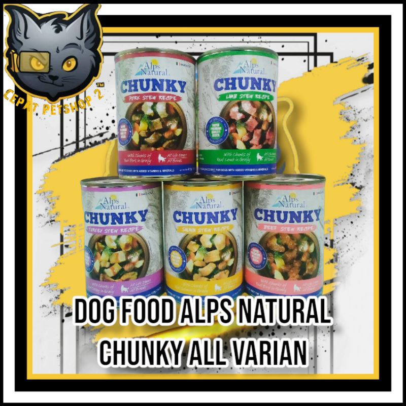 Makanan Basah Kaleng Untuk Anjing Alps Natural Chunky 415gr All Varian