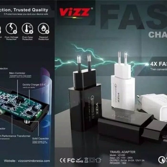 Vizz VZ-030 Charger Original VIZZ MOHAWK - Qualcomm QUICK CHAGER