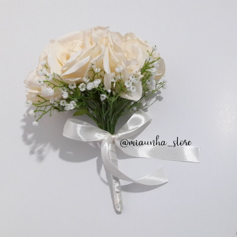 [Handbouquet] Rose mekar Baby breath buket wedding artificial