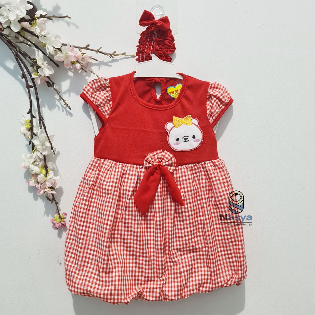 [MM-007] dress baju bayi 0 - 6 bulan motif hewan lucu + bandana murah